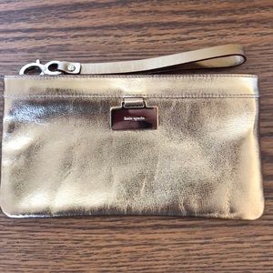 Kate Spade Gold Leather Zippered Clutch